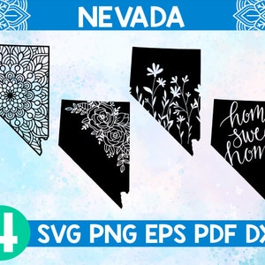Floral Nevada svg, Nevada état svg, Nevada mandala svg, Home sweet home svg, Nevada coupe fichier svg, Nevada zentangle svg