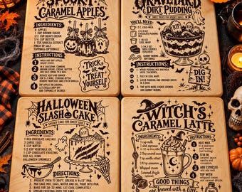 Halloween Recipe Cutting Board SVG PNG DXF, Spooky Treats Kitchen
