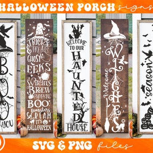 Halloween Veranda Teken SVG Bundel, Halloween Veranda Tekenen svg, Halloween hoge deur teken svg, Halloween welkom teken svg