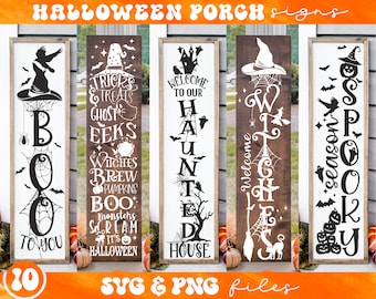 Halloween Porch Sign SVG Bundle, Halloween Porch Signs svg, Halloween tall door sign svg, Halloween welcome sign svg