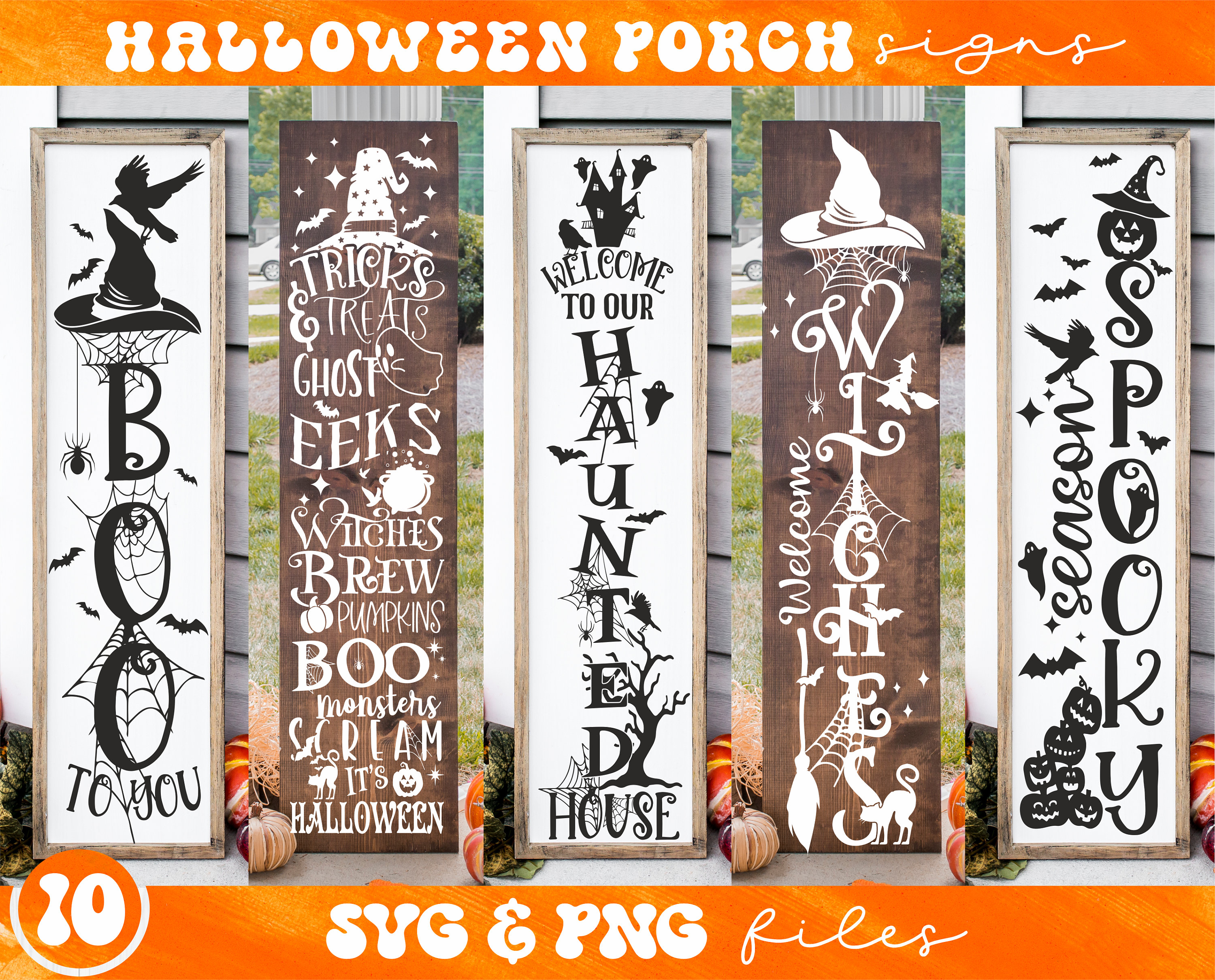 Halloween Porch Sign SVG Bundle, Halloween Porch Signs Svg, Halloween ...