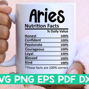 Aries Zodiac Nutrition Facts Svgaries Nutritional Facts - Etsy