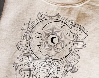 Witchy Celestial Anatomy PNG • Gothic Mond & Herz Clipart • Sternzeichen Medizinische Illustration • Dunkle Krankenschwester Design