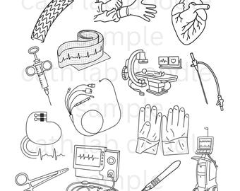 INDIVIDUALISIERUNG: Cath lab Nurse Doodle Art PNG Dateien