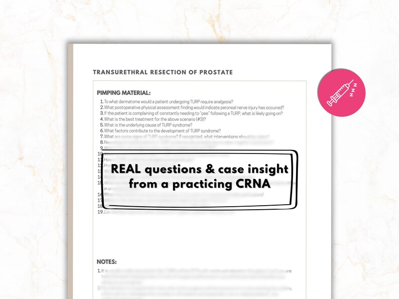 Pimp Guide TURP Clinical Care Plan & Pimp Guide for Srnas (PDF Download) - Etsy