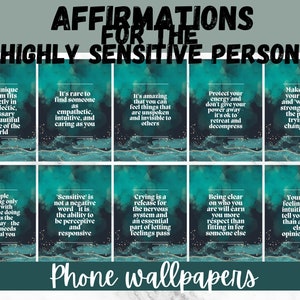 26 tarjetas de afirmación del océano para fondos de pantalla de teléfono para personas altamente sensibles para manifestar hábitos de bienestar diarios y una mentalidad de confianza