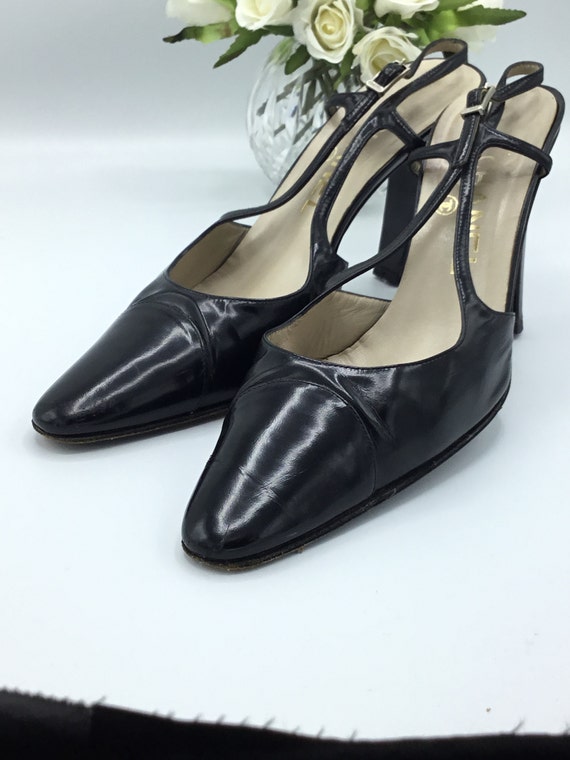 Chanel Black Slingback Heel Pumps  1990s size 38 - image 3