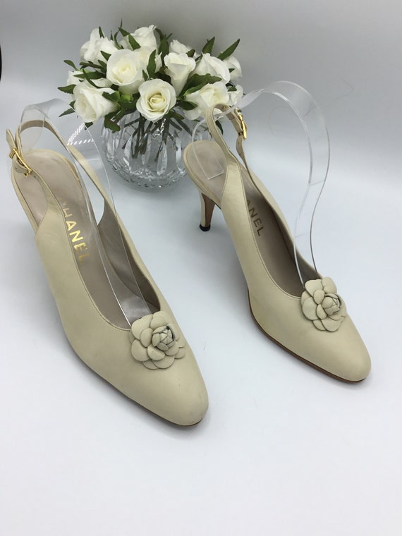 CHANEL Camellia Slingback shoes sz 38 RARE! - image 1