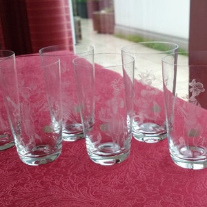 Set of six juice glasses with Peynet decor, Rosenthal