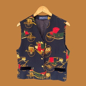 Rare 70s Vintage Burberrys Carriage Wool Vest // Burberry Waistcoat