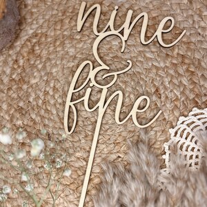 Caketopper "Nine & Fine" zum 9. Geburtstag aus Holz - neun Tortenstecker Happy Birthday Kindergeburtstag Geburtstagstorte Kuchendeko boho