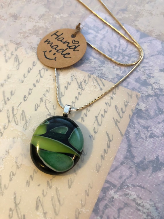Fused Glass Pendant Fused Glass Jewelry Glass Necklace Fused Glass