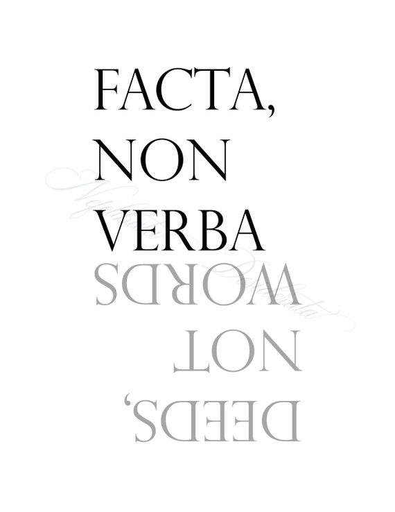 Facta non Verba - Latin phrase meaning Deeds, not Words | Poster