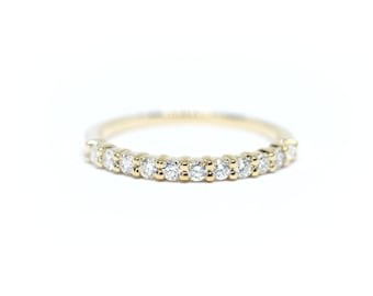14k Gold Diamant Ehering: Stapelbarer Prong Set Ring