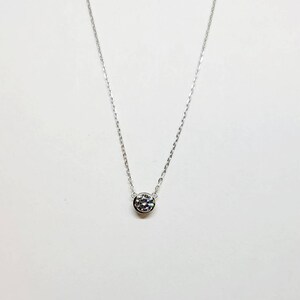 Bezel necklace / Cz solitaire sterling silver necklace/ bezel set cubic Zirconia necklace/ yellow gold bezel necklace  / bridal jewelry