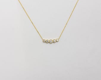 14k Gold Lab Zuchtdiamant Lünette Halskette: 0.60 Karat