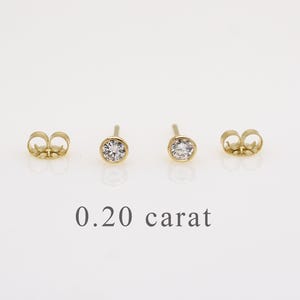 Diamond Stud Earrings / 0.20 carat bezel set diamond earrings / round diamond studs / statement everyday earrings