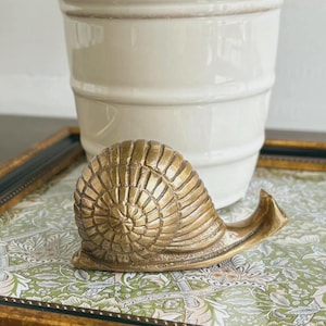 3-1/4&quot; Antiqued Brass Snail, Brass Snail Figurine, Whimsical Home Decor, Cottagecore, Forestcore, Snail Decor