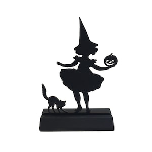 Witch Holding Pumpkin Tabletop Wood Silhouette, Halloween Decor, Halloween Tabletop, Witch Decor, Witchy Gift, Cute Halloween Decor
