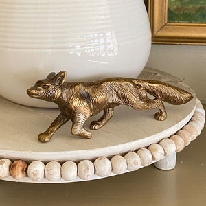 Antiqued Brass Running Fox Paper Weight Tabletop Lodge Cabin Decor