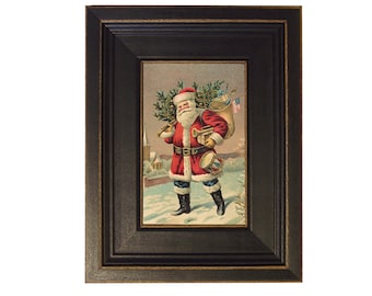 Vintage Weihnachtsmann Leinwanddruck, viktorianischer Weihnachtsdekor