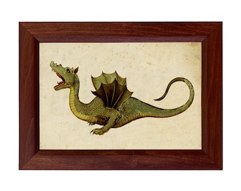 Vintage Dragon Illustration: Framed Fantasy Art Print