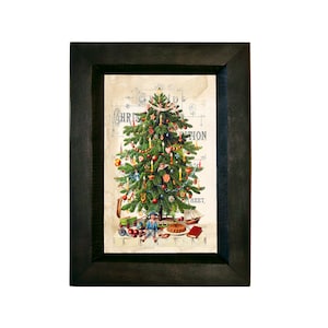 Stampa incorniciata di un albero di Natale vittoriano, piccola, Natale, inverno, festa, arte murale, decorazione