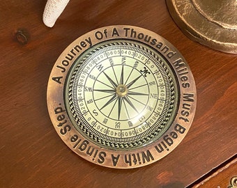 4" Solid Antiqued Brass Nautical Paperweight Compass, Nautical Gift, Graduation Gift, Gift for Sailor