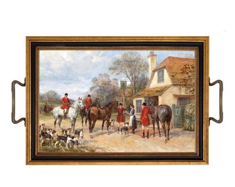 Fox Hunt Decor Tray, Hunters at the Inn, English Country Style