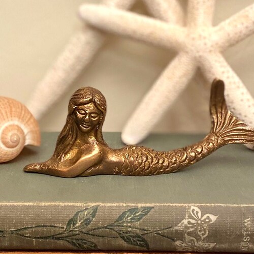 5 Antiqued Brass Mermaid Paper Weight Antique Vintage - Etsy