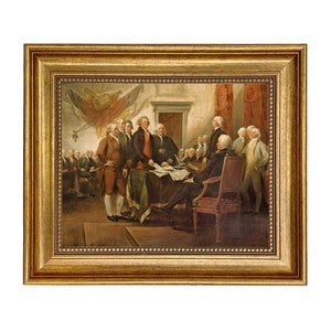 Signing of the Declaration of Independence by John Trumbull Framed Canvas Print, Patriotic Wall Art