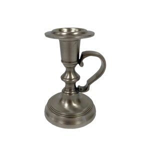 4-1/2&quot; Pewter-Plated Colonial Chamberstick- Antique Reproduction