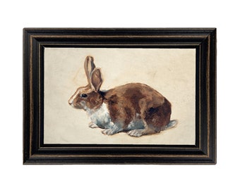 Bunny Rabbit Framed Print: Antique Style Nursery or Farm Art