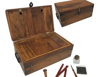 Sea Captain's Writing Chest, Antique Reproduction, Early American Decor