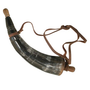 13&quot; Powder Horn with Wooden Plug- Antique Vintage Style