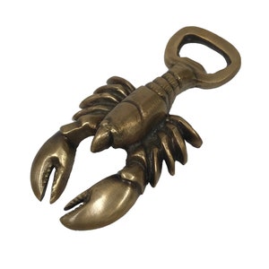 4&quot; Antiqued Brass Lobster Bottle Opener, Barware, New England Gift, Lobster Gift, Lobster Lover Gift, Nautical Bottle Opener, Bartender Gift