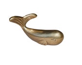Antiqued Brass Whale Paper Weight- Antique Vintage Nautical Beach Decor