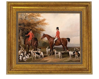Fox and Hounds Fox and Dogs Illustration Fox Hunting Art Print English Vintage Hunt Wall Art
