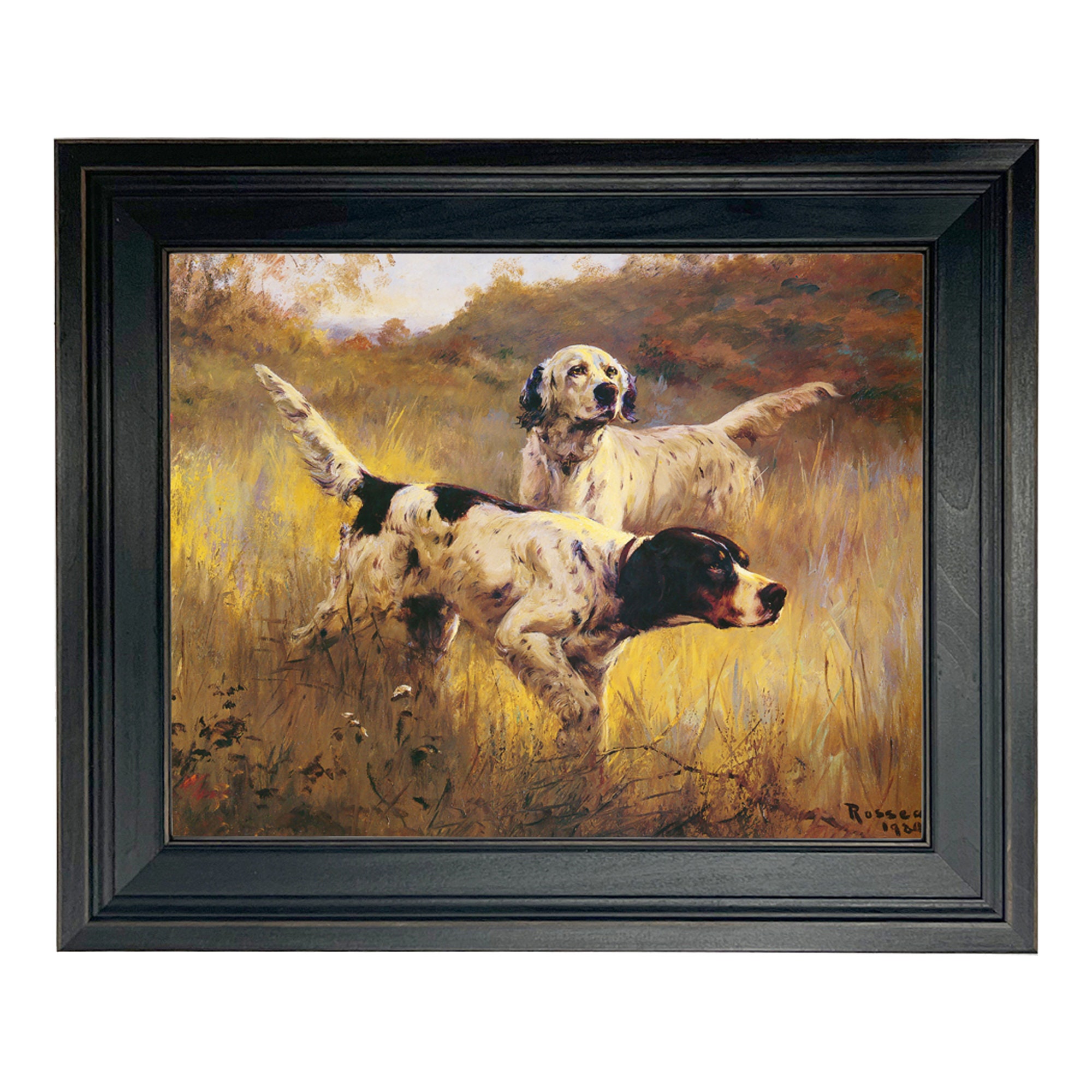 English Setters Oil Painting Print on Canvas in Distressed - Etsy