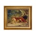Fox and Feathers Framed Oil Painting Print on Canvas in Antiqued Gold Frame