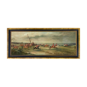 Fox Hunt Panoramic Landscape Scene Framed Print - Paper or Canvas