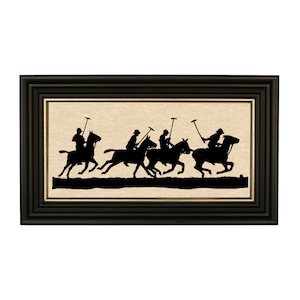 Polo Team Framed Paper Cut Silhouette, Equestrian Wall Art, Ralph Lauren Style, Polo Gift, Equestrian Decor, Equestrian Silhouette