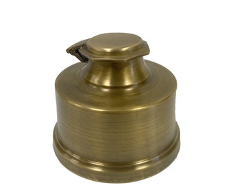 Tintero histórico de latón antiguo de 8,9 cm, reproducción antigua, suministros para pluma y tinta, decoración de estilo antiguo