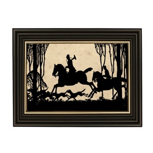 In the Thicket Equestrian Framed Paper Cut Silhouette, Equestrian Decor, Fox Hunt Art, English Country Decor, Antique Style Silhouette
