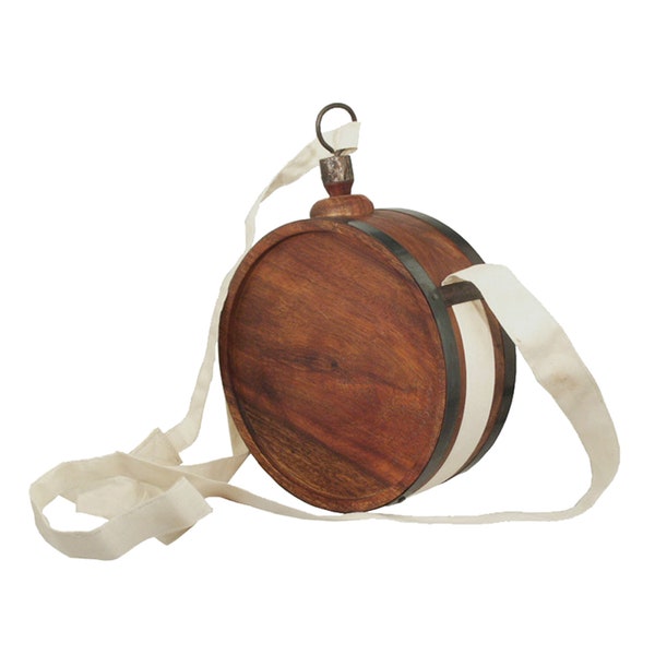 Wood Canteen with Muslin Strap, Antique Reproduction, Reenactment Supplies