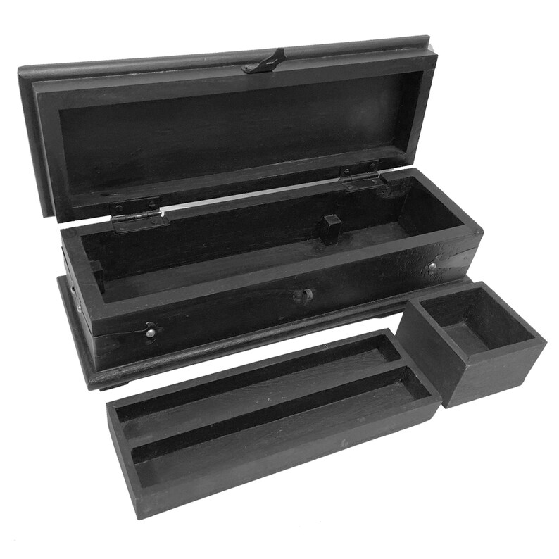 12 Teak Wood Portable Writing Pen Box Set Antique Etsy