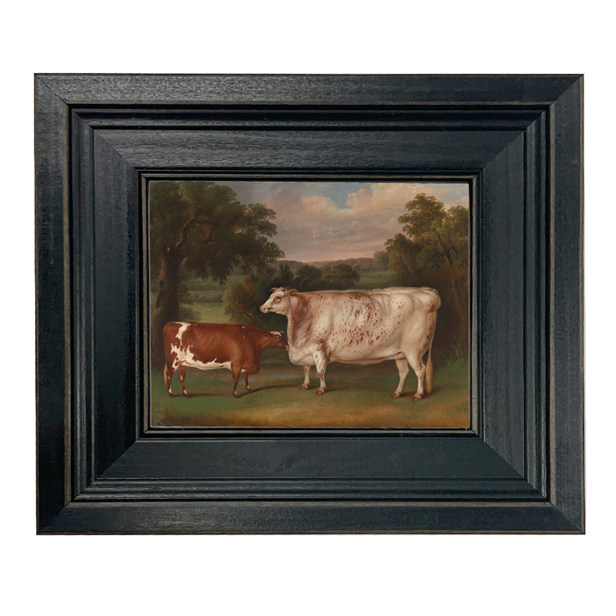 アンティーク】額装 額縁 絵画 Patricia Hall 牛 cow 美術品