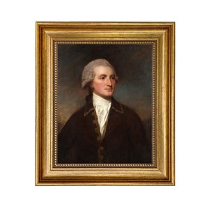 Portrait of a Man by George Romney Framed Oil Painting Print on Canvas, Antique Style Portrait Print, Museum Style Wall Art