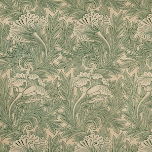 William Morris tulpanbricka med mässingshandtag, vårdekor, grön dekor, soffbordsbricka, byråbricka, engelsk lantlig bild 3