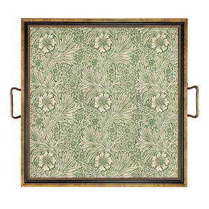 William Morris Marigold Tray: Decorative Ottoman Tray with Brass Handles Large Square Tray